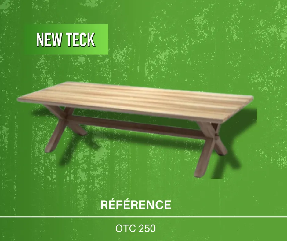 table de jardin en teck pieds métalliques